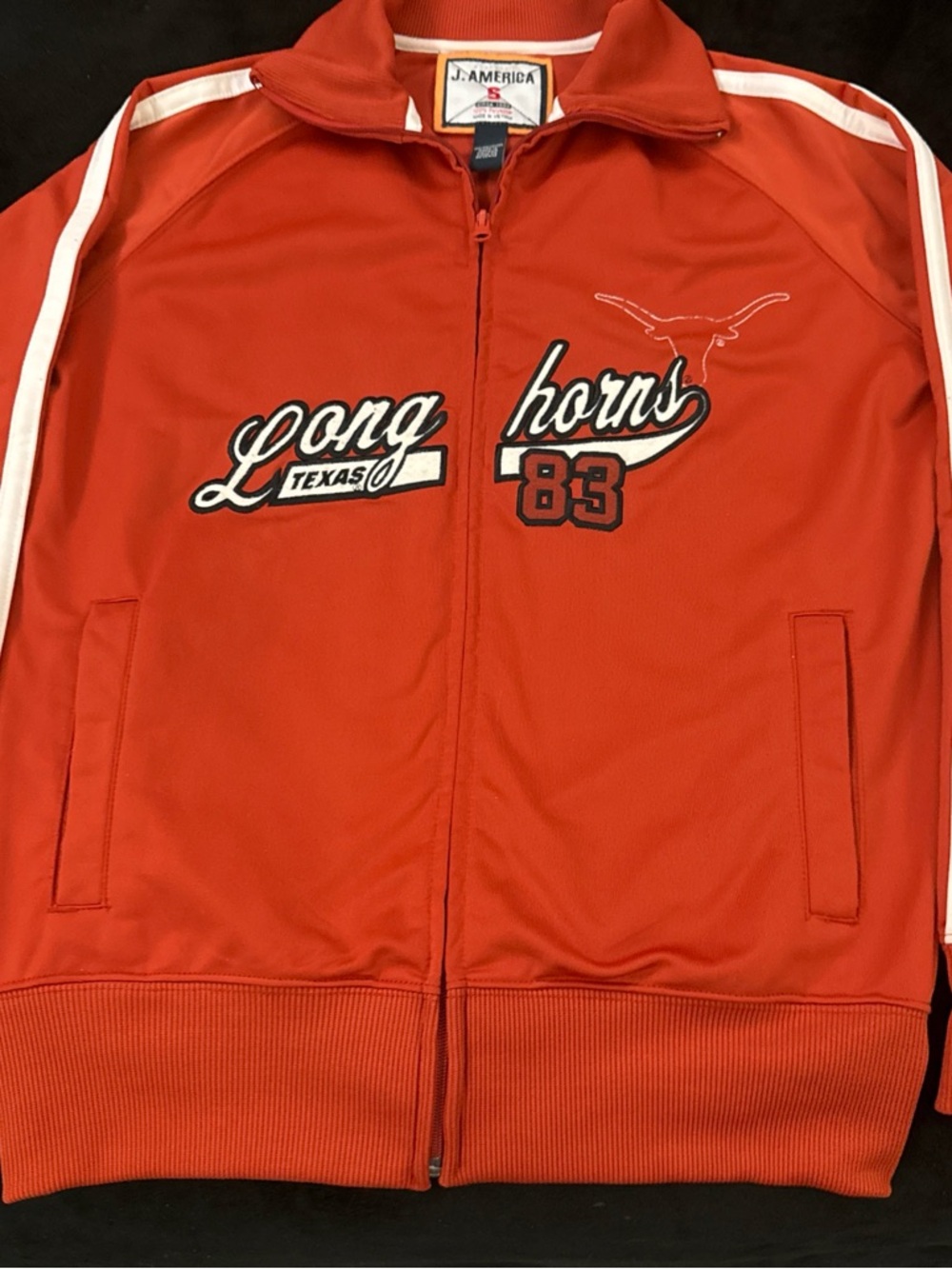J. America Texas Long Horns Orange Track Jacket with White Trim